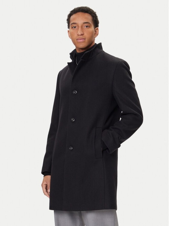 HUGO Płaszcz wełniany Mintrax2541 50546551 Czarny Regular Fit