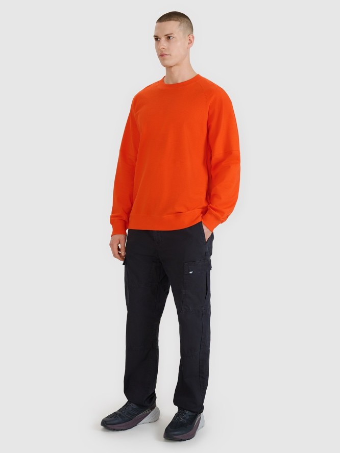 4F Bluza dresowa nierozpinana bez kaptura męska - pomarańczowa M
