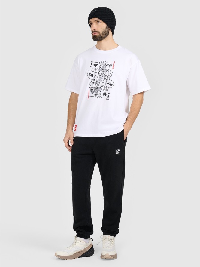 4F T-shirt loose z nadrukiem męski - biały S