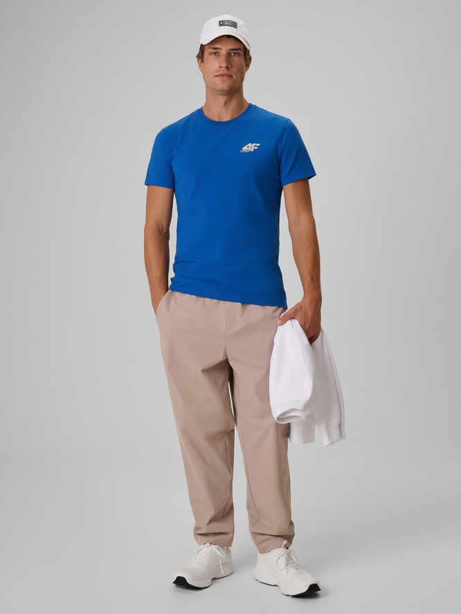4F T-shirt slim gładki męski - niebieski M