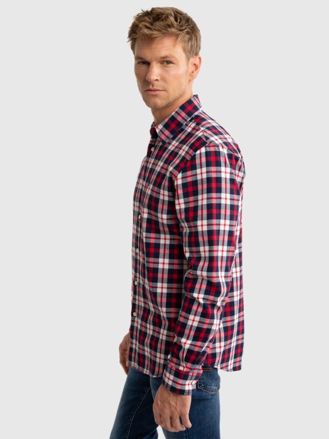 Koszula męska flanelowa w kratę czerwona Czeris 603