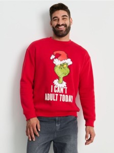 Bluza crewneck regular Grinch - czerwony