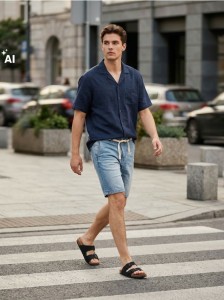 Szorty jeansowe slim - niebieski