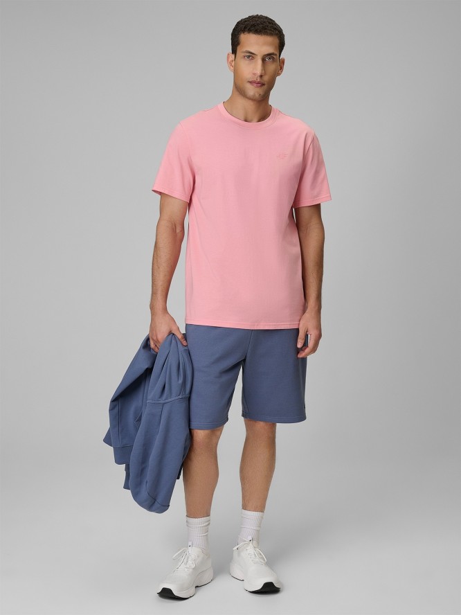 4F T-shirt regular gładki męski - różowy XXL