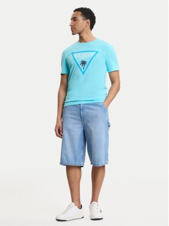 Guess T-Shirt F6GI09 J1314 Niebieski Slim Fit