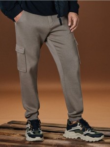 Spodnie tapered cargo fit - brązowy