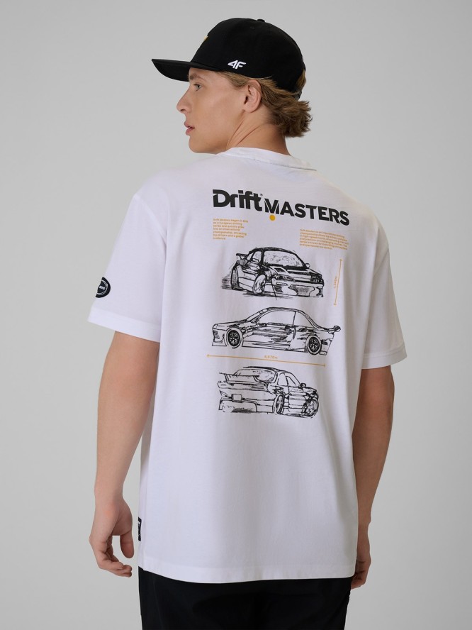 4F T-shirt loose z nadrukiem uniseks 4F x Drift Masters - biały S