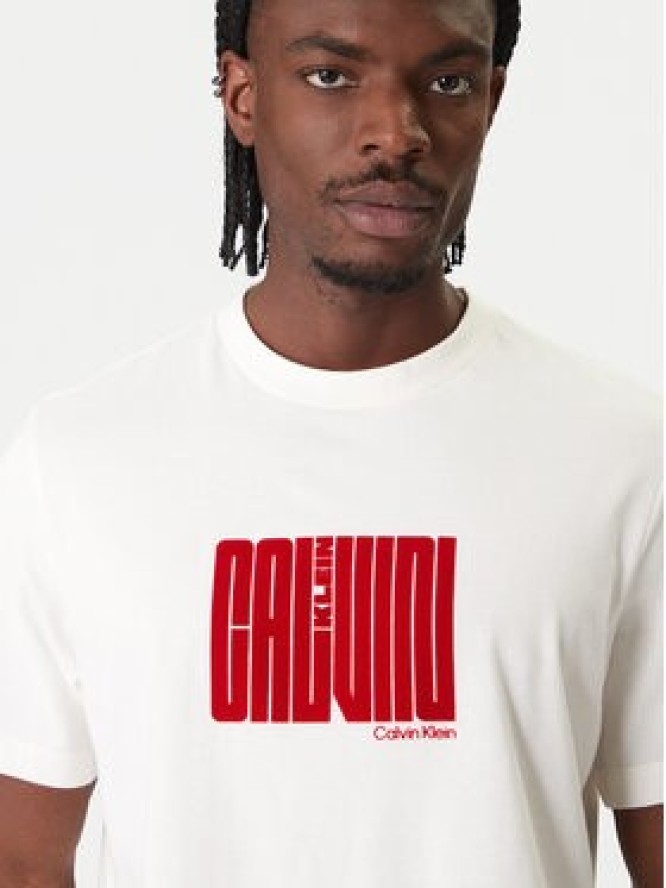 Calvin Klein T-Shirt Maze Graphic LV04RE832G Biały Regular Fit