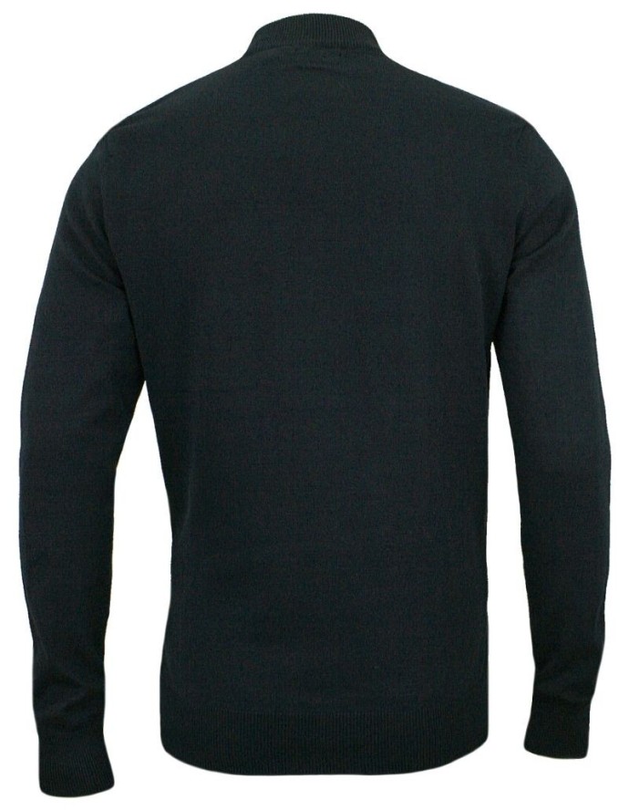 Półgolf Granatowy Bawełniany - Brave Soul - Prosty Krój, Klasyczny, Męski