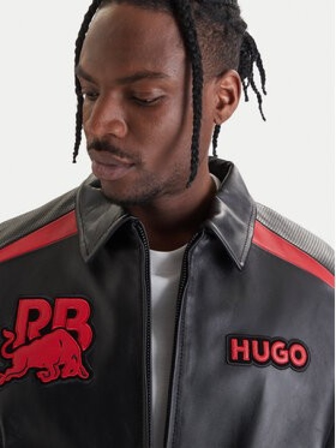 HUGO Kurtka skórzana Lugor 50559737 Czarny Regular Fit