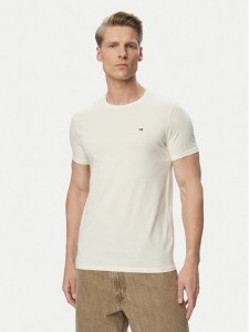 Tommy Jeans T-Shirt DM0DM04411 Kremowy Slim Fit