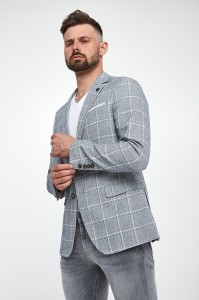 Marynarka męska w kratkę z lnem Hogiz JOOP! JEANS