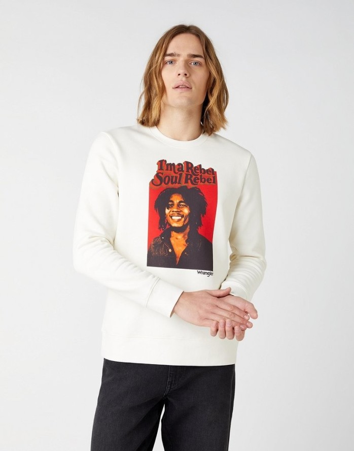 MĘSKA BLUZA WRANGLER SOUL REBEL CREW WHITE W681H1989 112141474