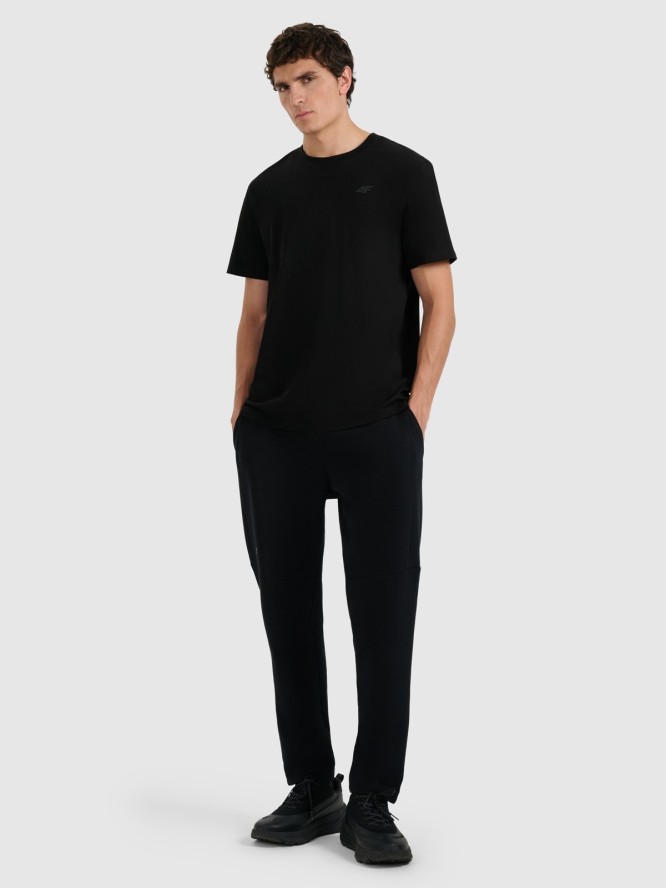 4F T-shirt regular gładki męski - czarny M