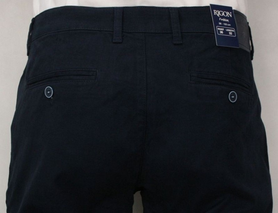 Męskie Spodnie Bawełniane, Chinosy, Zwężane, Ciemnogranatowe