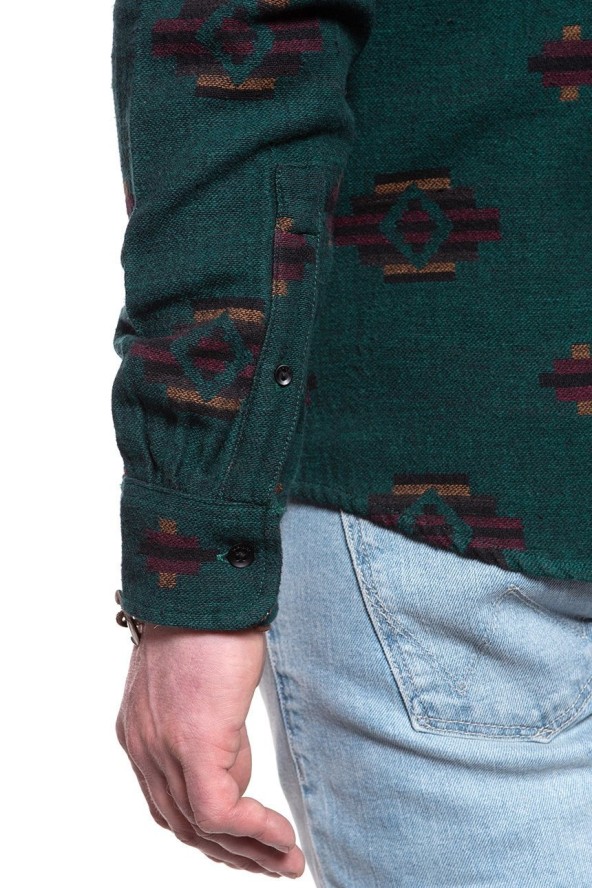 WRANGLER LS 1PKT FLAP SHIRT PINE W5A4BBG01 112130041