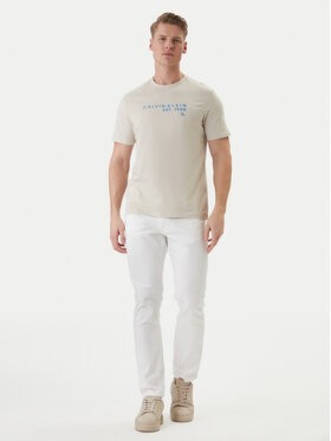 Calvin Klein Jeans T-Shirt LV04RF800G Beżowy Classic Fit