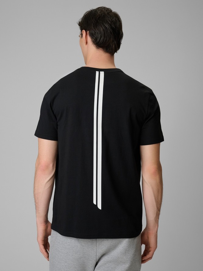 4F T-shirt regular z nadrukiem męski - czarny M