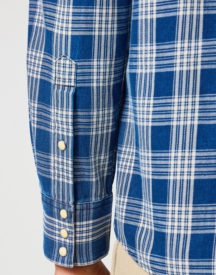 WRANGLER MĘSKA KOSZULA WESTERN INDIGO SHIRT DARK WASH 112357250 W5K9014055