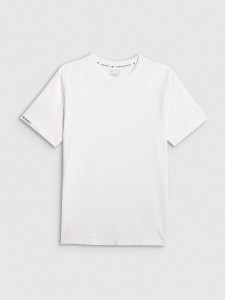 4F T-shirt regular gładki męski - biały XXL
