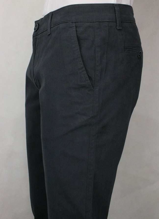 Męskie Spodnie Bawełniane, Chinosy, Zwężane, Grafitowe
