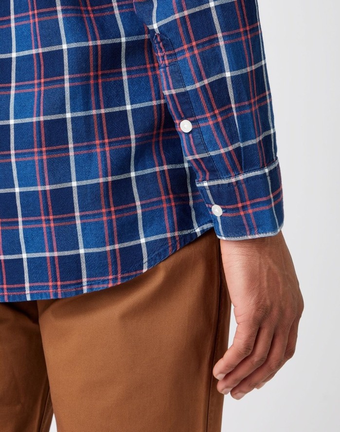 WRANGLER LS 1PKT SHIRT MĘSKA KOSZULA DŁUGI RĘKAW MID INDIGO W5A11BX8E 112141402