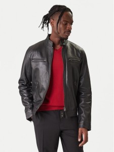 Tommy Hilfiger Kurtka skórzana Racer MW0MW41961 Czarny Regular Fit