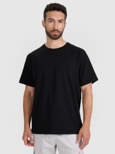 4F T-shirt oversize gładki męski - czarny XXL