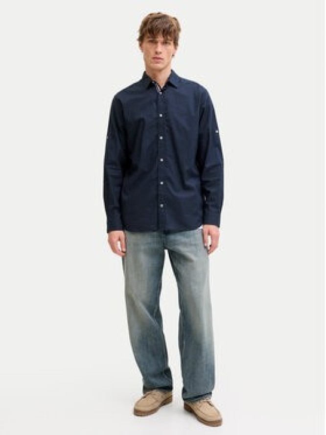 Jack & Jones Koszula Henry 12289197 Granatowy Regular Fit