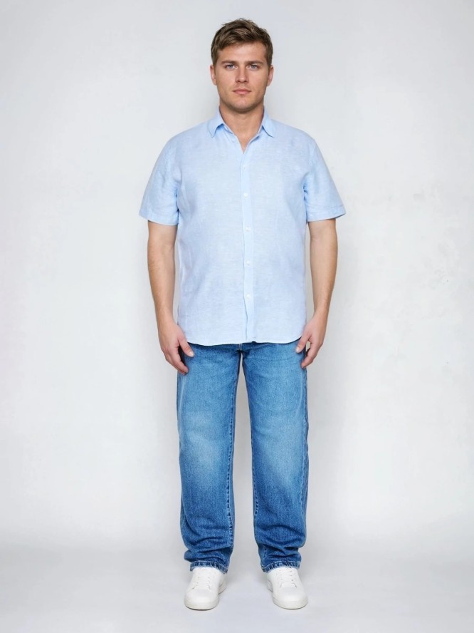 Lniana koszula męska z krótkim rękawem Linerso 400