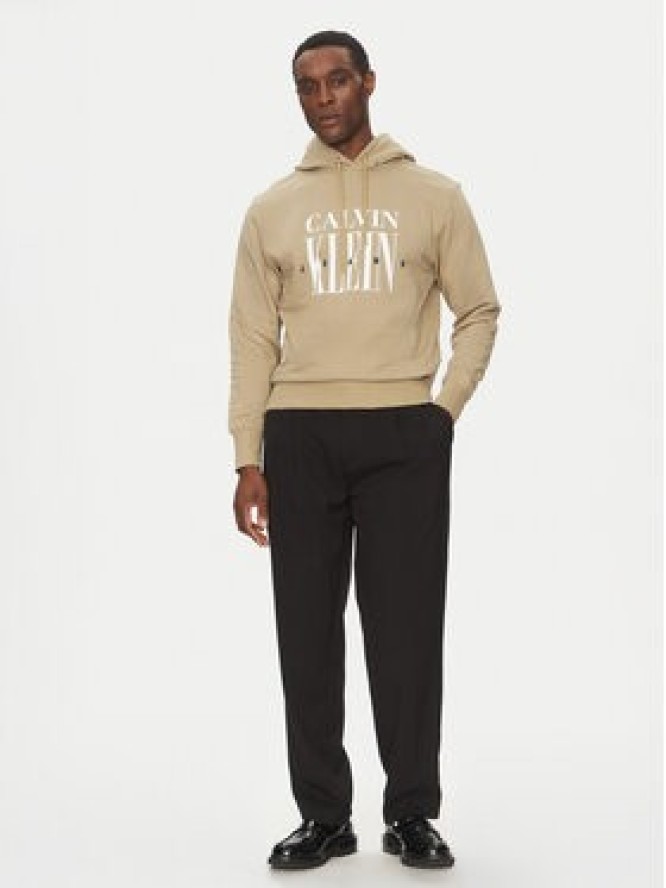 Calvin Klein Jeans Bluza Serif Font Graphic J30J327520 Beżowy Regular Fit