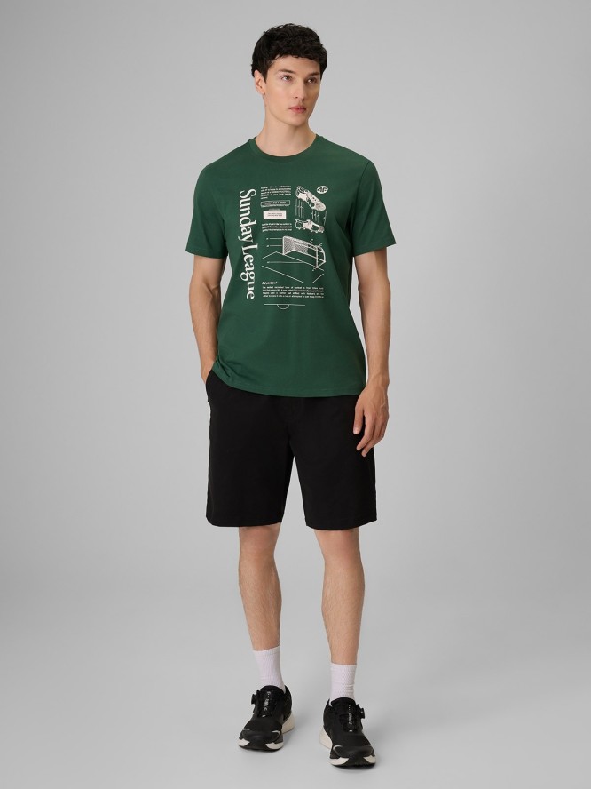 4F T-shirt regular z nadrukiem męski - zielony L