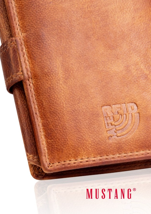 MUSTANG Denimo High Wallet Side Opening MĘSKI SKÓRZANY PORTFEL POJEMNY NA KARTY PREMIUM