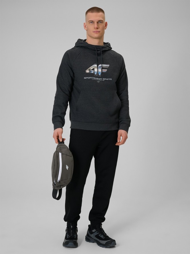 4F Bluza dresowa nierozpinana z kapturem męska - szara XXL