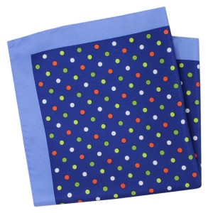 Granatowa Poszetka CHATTIER w Kolorowe Groszki, Kropki
