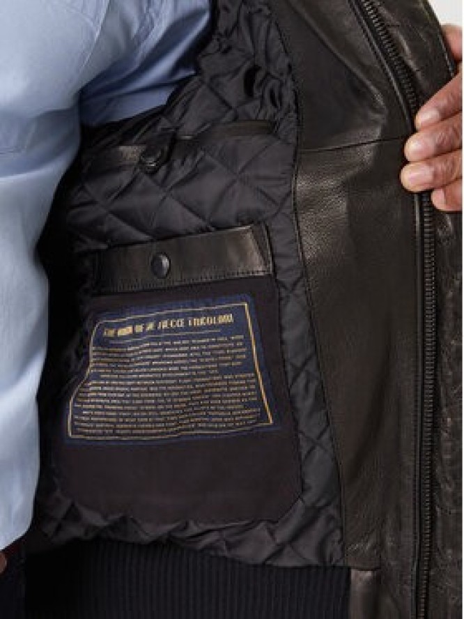 Aeronautica Militare Kurtka skórzana 252PN0846U100839 Czarny Regular Fit