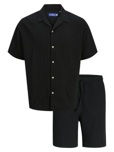 Jack & Jones Komplet koszula i szorty materiałowe Easter 12281255 Czarny Relaxed Fit