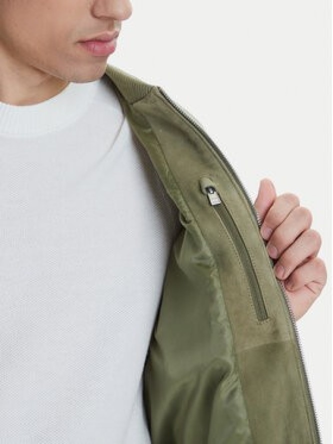 BOSS Kurtka skórzana H-Muller 50543213 Zielony Regular Fit