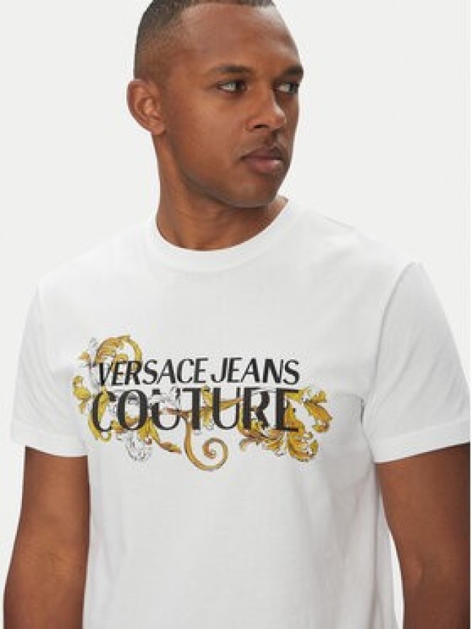 Versace Jeans Couture T-Shirt 78GAHC05 Biały Regular Fit