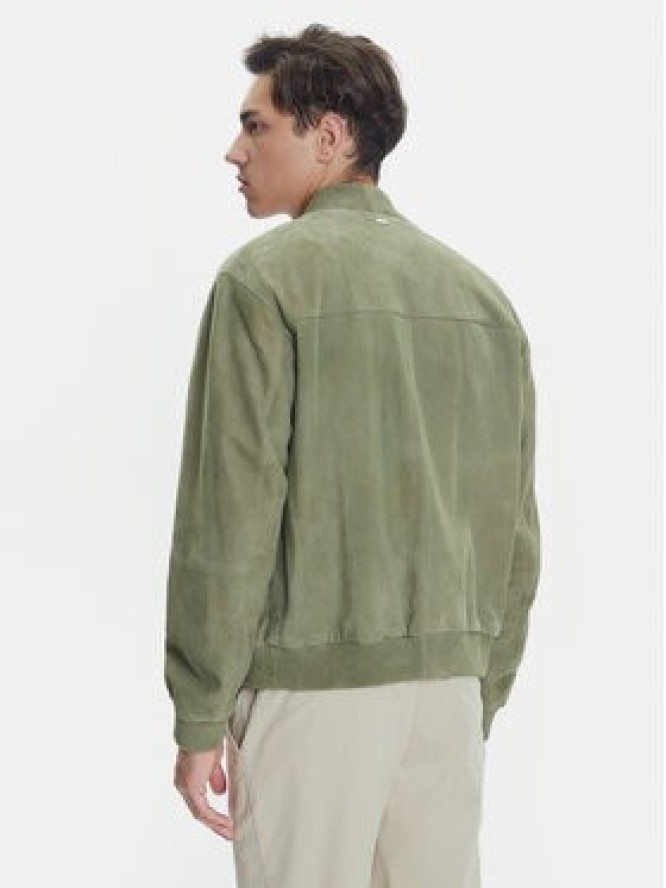 BOSS Kurtka skórzana H-Muller 50543213 Zielony Regular Fit