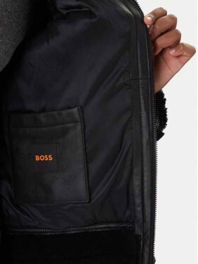 BOSS Kurtka skórzana Joglaci 50547560 Czarny Relaxed Fit
