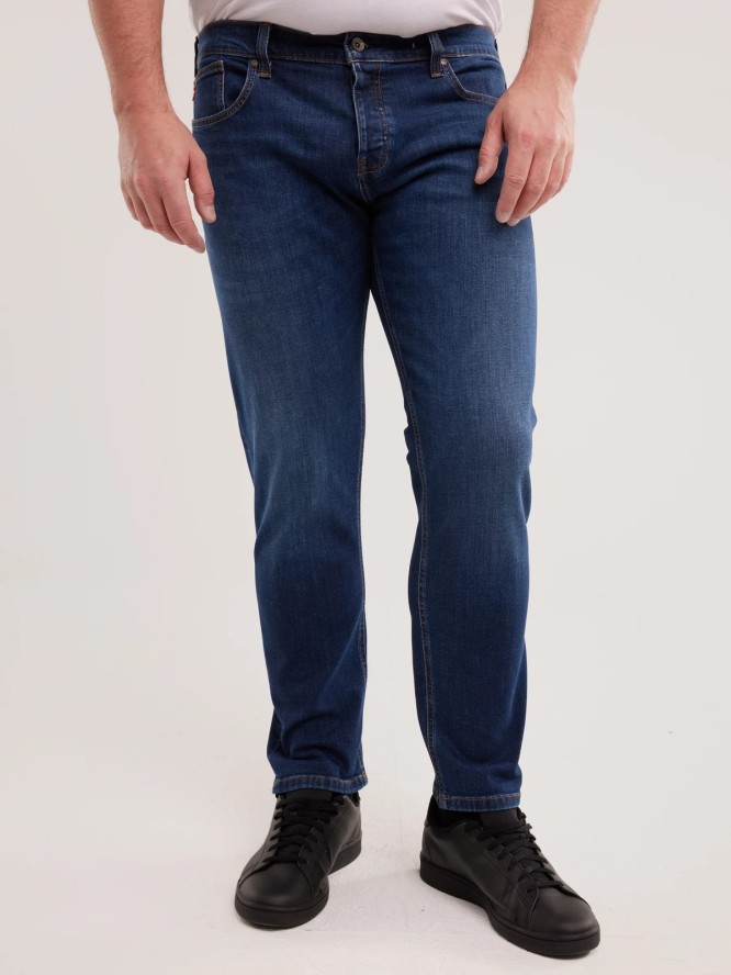 Jeansy męskie z prostą nogawką granatowe Ronald 315