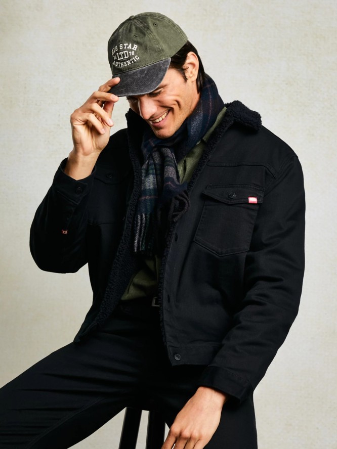 Kurtka męska jeansowa z futerkiem czarna Denver 915