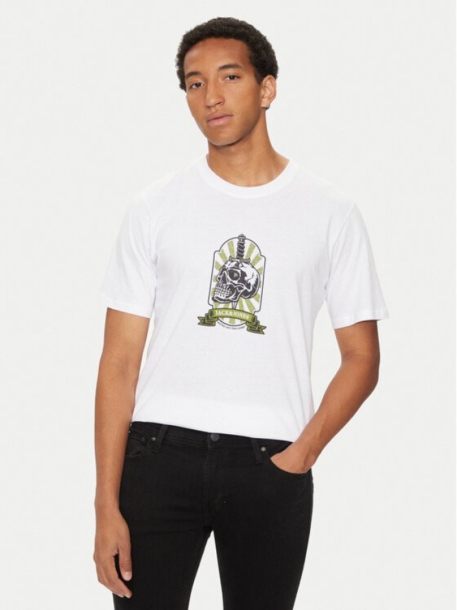 Jack & Jones T-Shirt Seven Skull 12262491 Biały Regular Fit