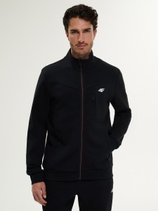 4F Bluza dresowa regular bez kaptura męska - czarna XXL