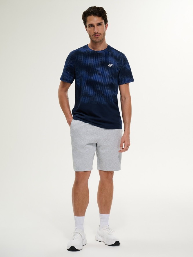 4F T-shirt regular z nadrukiem męski - granatowy S