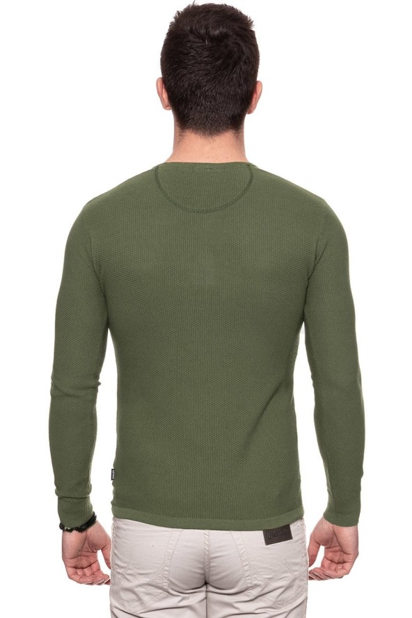 MĘSKI SWETER WRANGLER PIQUE CREW KNIT DEEP LICHEN GRN W8616PT1X 112132317