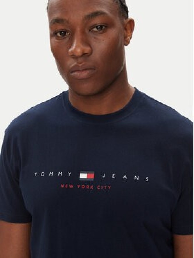 Tommy Jeans T-Shirt Flag Linear DM0DM21911 Granatowy Regular Fit