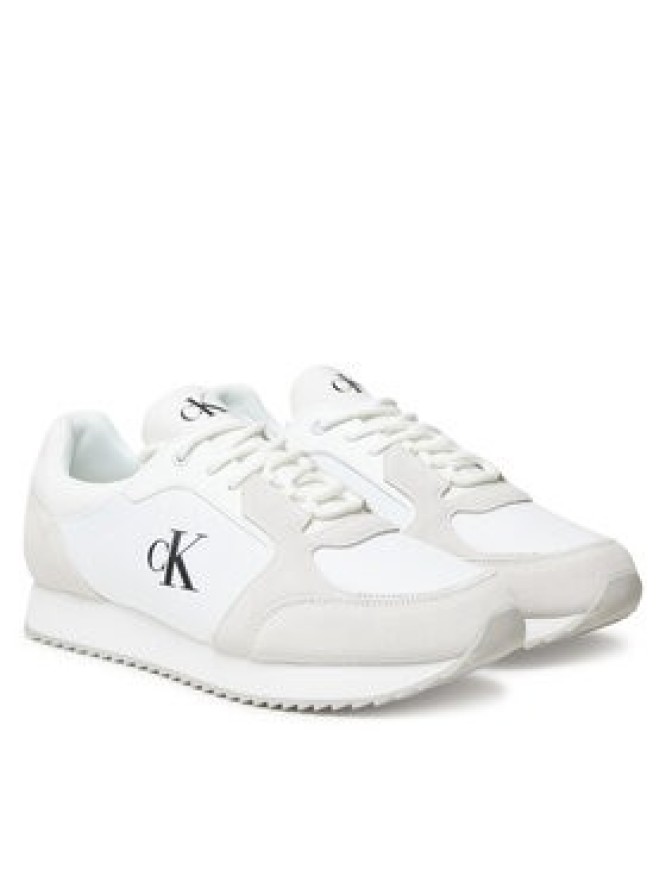Calvin Klein Jeans Sneakersy Retro Runner Sock Lace Up Ny-Su YM0YM01326 Biały