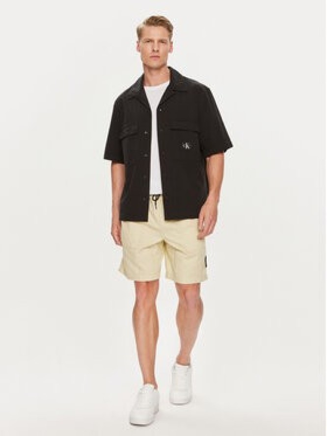 Calvin Klein Jeans Koszula Seersucker J30J325175 Czarny Relaxed Fit